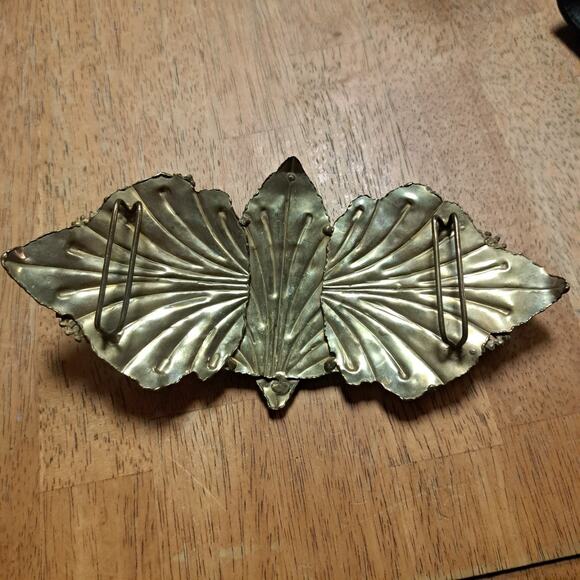 RARE 1940\'s Brass Custom Belt Buckle Hummingbird Butterfly Birds Sunflowers main image 12